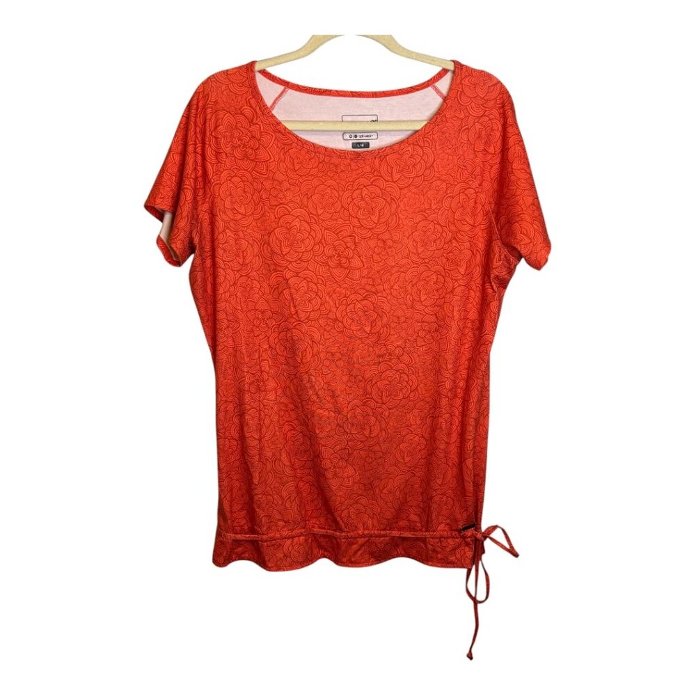 Merrell Shirt Women's Size Large Opti-Wick‎ Floral Outdoor Orange
